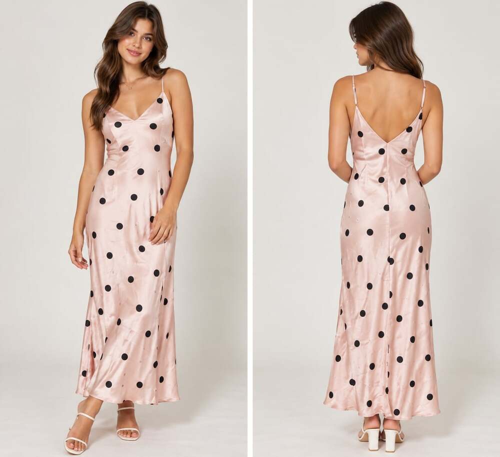 Vintage 90’s Victoria's Secret Slip Dress M Pink Polka Dot Silk